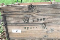 OLD WOODEN CRATEWITH GRAPHIC LETTERING ON SIDE