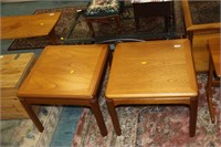 Pair of square teak coffee tables