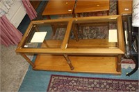 Long Glass Topped Coffee Table with shelf under
