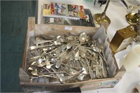 Large box of Plated Cutlery marked Clague Port Eri