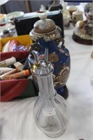 Ceramic Urn with Lid and Glass Vinegar Bottle