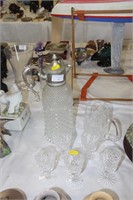 collection of cut glass including claret jug