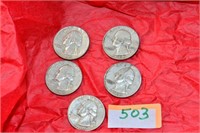 Washington Silver Quarters (5) 1959-64