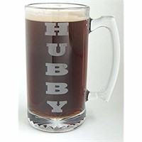 Gift for Him 260z "HUBBY" Engraved Glass Beer Mug