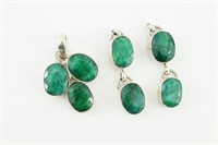 Emeralds & Sterling Pendant & Pieces