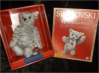 STEIFF 10" POINSETTIA SWAROVSKI TEDDY BEAR