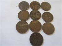 10 George V half pennies