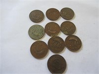 11 half pennies - George VI