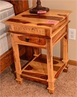 Hickory side table 26" t x 17" w x 18" d -
