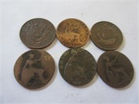 Six half pennies from 1887-1958