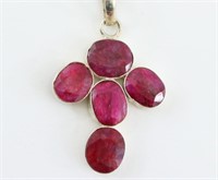 20 Carats of Rubies Pendant & Sterling Chain