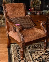 Ornate arm chair w/ pillow cushion