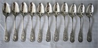 11pcs Sterling Silver Large Ornate Spoons 820g