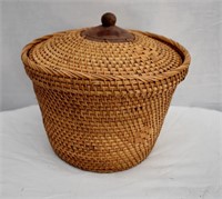 Vintage Lidded Woven Basket