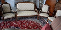 4 pcs Victorian Settee & 3 Chairs