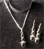 Sterling Silver Pendant Chain & Earrings