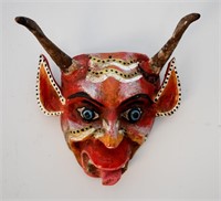 Mexican Folk Art Carved Diablo Dance Mask