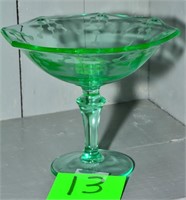 Green Depression candy dish 6-1/2" t x 8" w