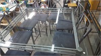 GLASS TOP PUB TABLE WITH 8 CHAIRS