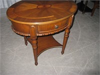 INLAID DESIGN OVAL SIDE TABLE