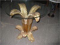GOLD LEAF PEDAL GLASS TOP TABLE