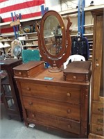 Antique Victorian 5 Drawer Walnut Dresser Chest