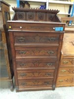 Vinatge Ornate Wooden Chest Of Drawers