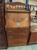 Antique Wooden Secretary Desk W/