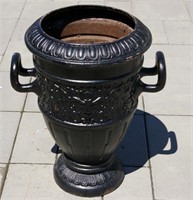 Cast Iron Urn Embossed With Handles - 24"h x 18"