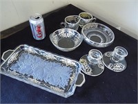Silver Overlay Dishes Lot