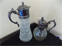 Lot 2 Silverplate / Glass Claret Jug / Decanters