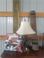 shooting star quilt, lamp, rug
