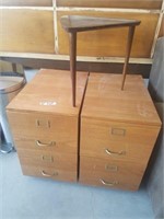 2 roller 2 drawer file cabinets and side table