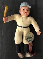 1950's Brooklyn Dodgers Celluloid Doll w/Pinback
