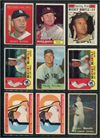 (11) Vintage Mickey Mantle Baseball Cards 1950-60s