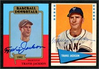 (2) Travis Jackson Signed Baseball Cards