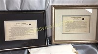 Framed ancient coins and cert of authenticity-