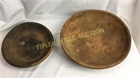 2 wooden dough bowls- largest 15” across