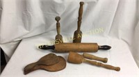 Group of wooden kitchen utensils