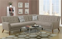 Sectional Sofa in Sand Velveteen Fabric by Boss