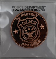 Police Dept. 1 Oz. Copper Round