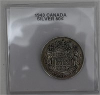 1943 CDN  80% Silver 50 Cent Coin