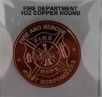 Fire Dept. 1 Oz Copper Round