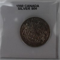 1950 CDN 80% Silver 50 Cent Coin