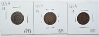 1892 / 93 / 87 US One Cent Coins