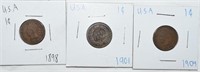 1898 /1901 / 1904 US One Cent Coins