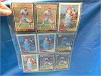 Sheet with 5 Ozzie Smith baseball cards and 4 Ted