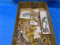 Flat of Jewelry with bracelet-necklaces- and pins