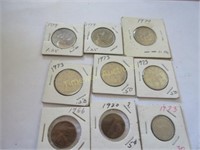 6 Canadian 25 dent coins