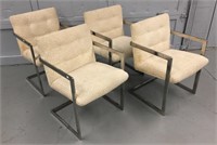 Set Of 4 Stainless Steel Armchairs